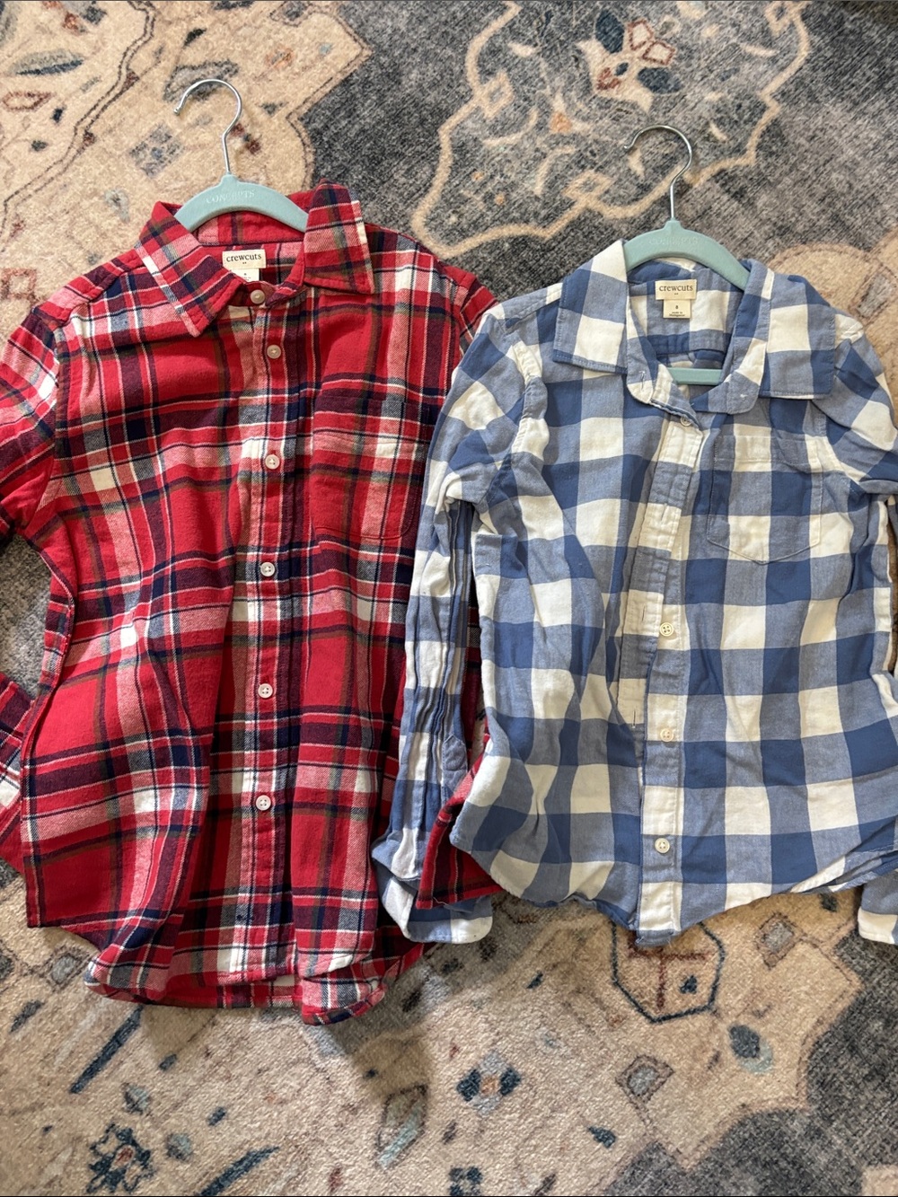 NWT. Crewcuts flannel Plaid Button-Up Shirts (Set of 2), size 8